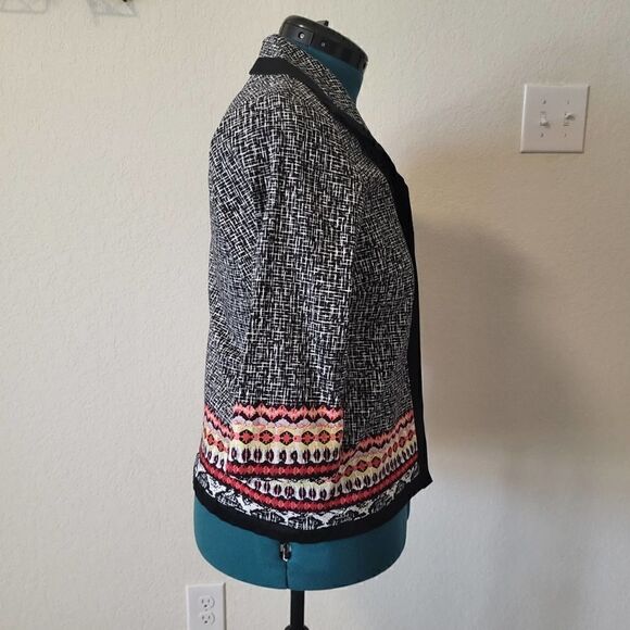 ALFRED DUNNER Women Black Blazer with spread collar open front 3/4 Sleeve 6P - Picture 5 of 15